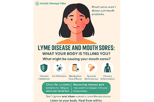 Lyme disease symptoms showing mouth sores and oral inflammation in the mouth