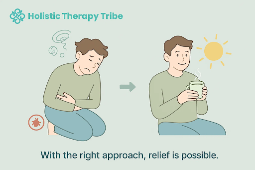 Nausea with Lyme disease causes and digestive symptom relief illustration